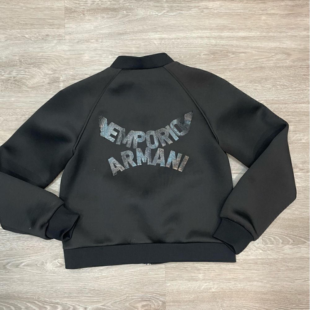 EMPORIO ARMANI Black Neoprene Bomber with back logo - Picture 7 of 12